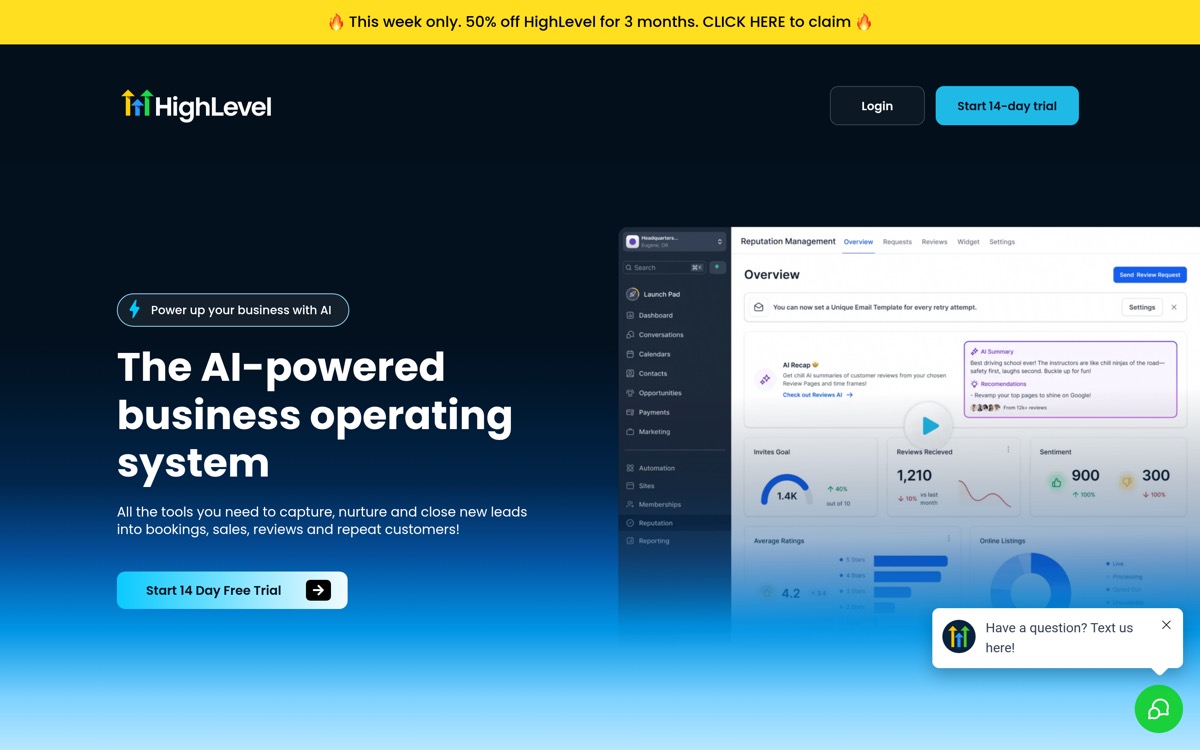 GoHighLevel homepage