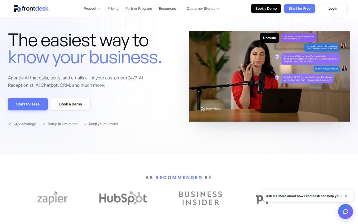 My AI Front Desk homepage