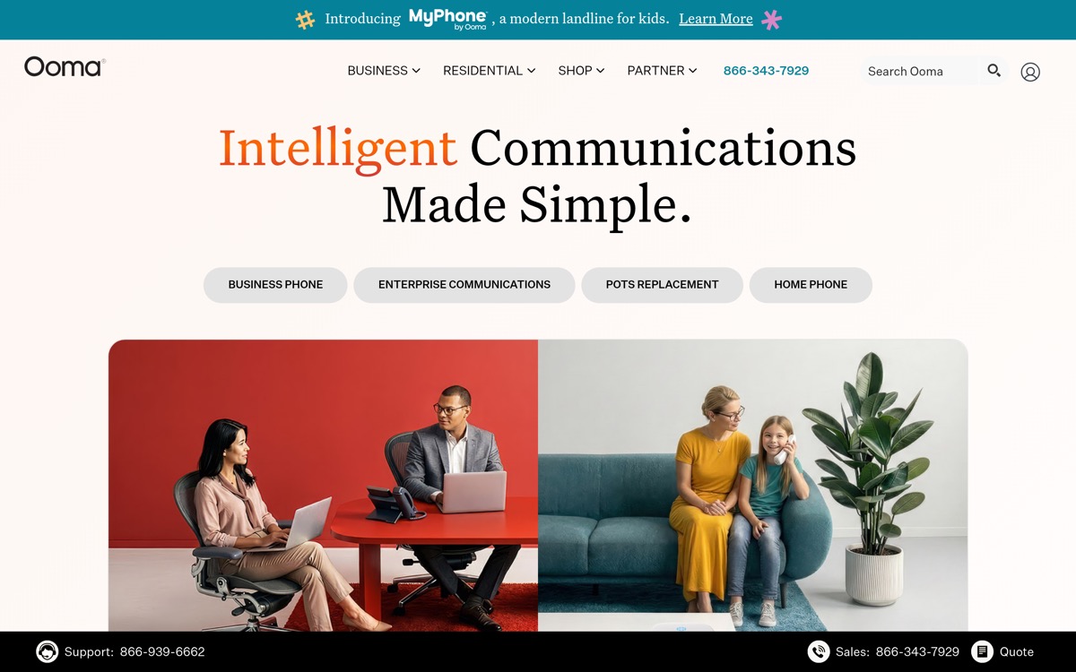 Ooma Office homepage