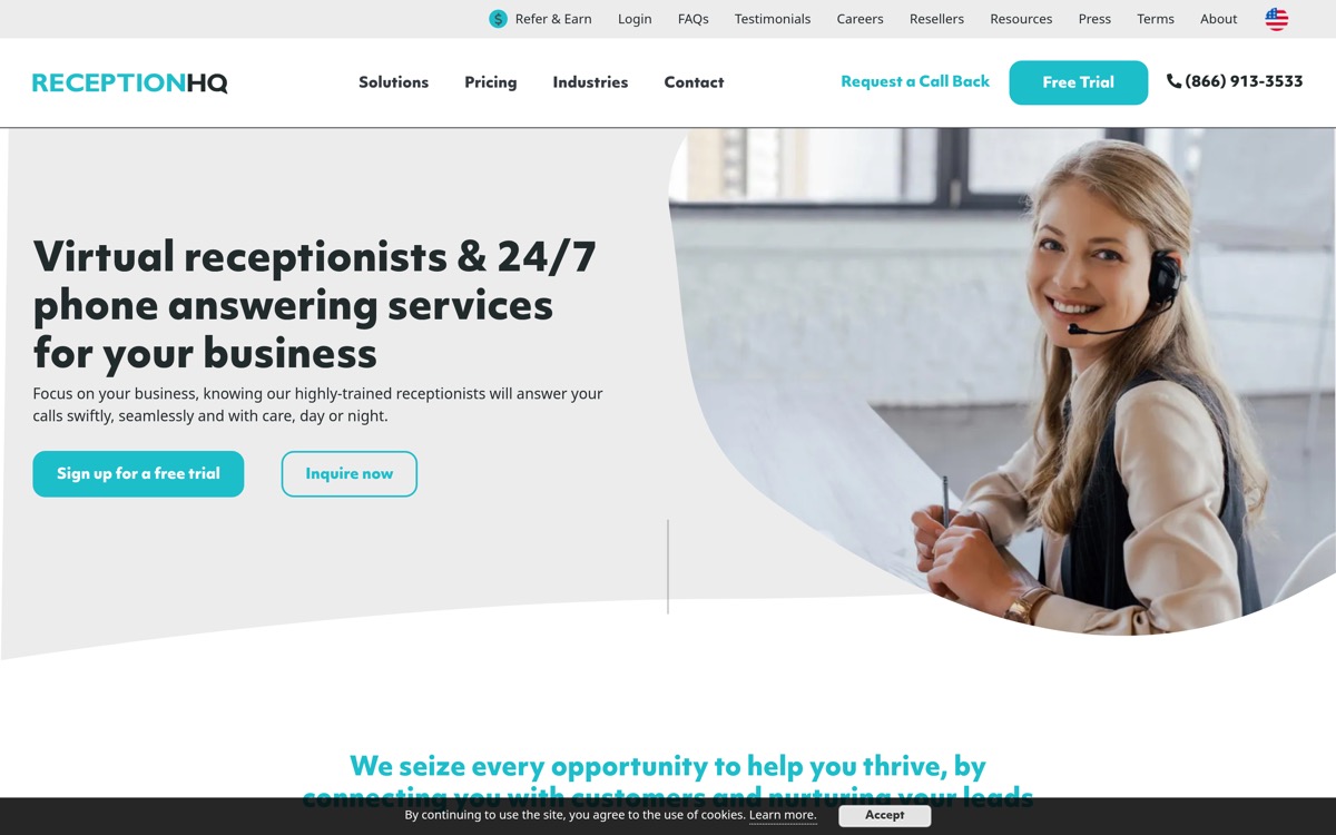 ReceptionHQ homepage